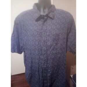 Roundtree & Yorke Shirt Mens 3XT Blue Geometric Print Short Sleeve Button Up